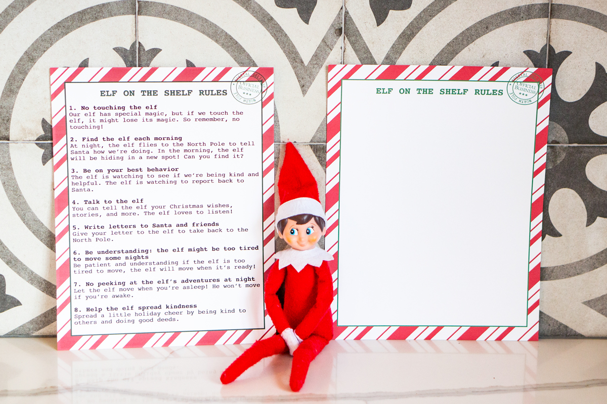 free printable elf on the shelf rules for kids